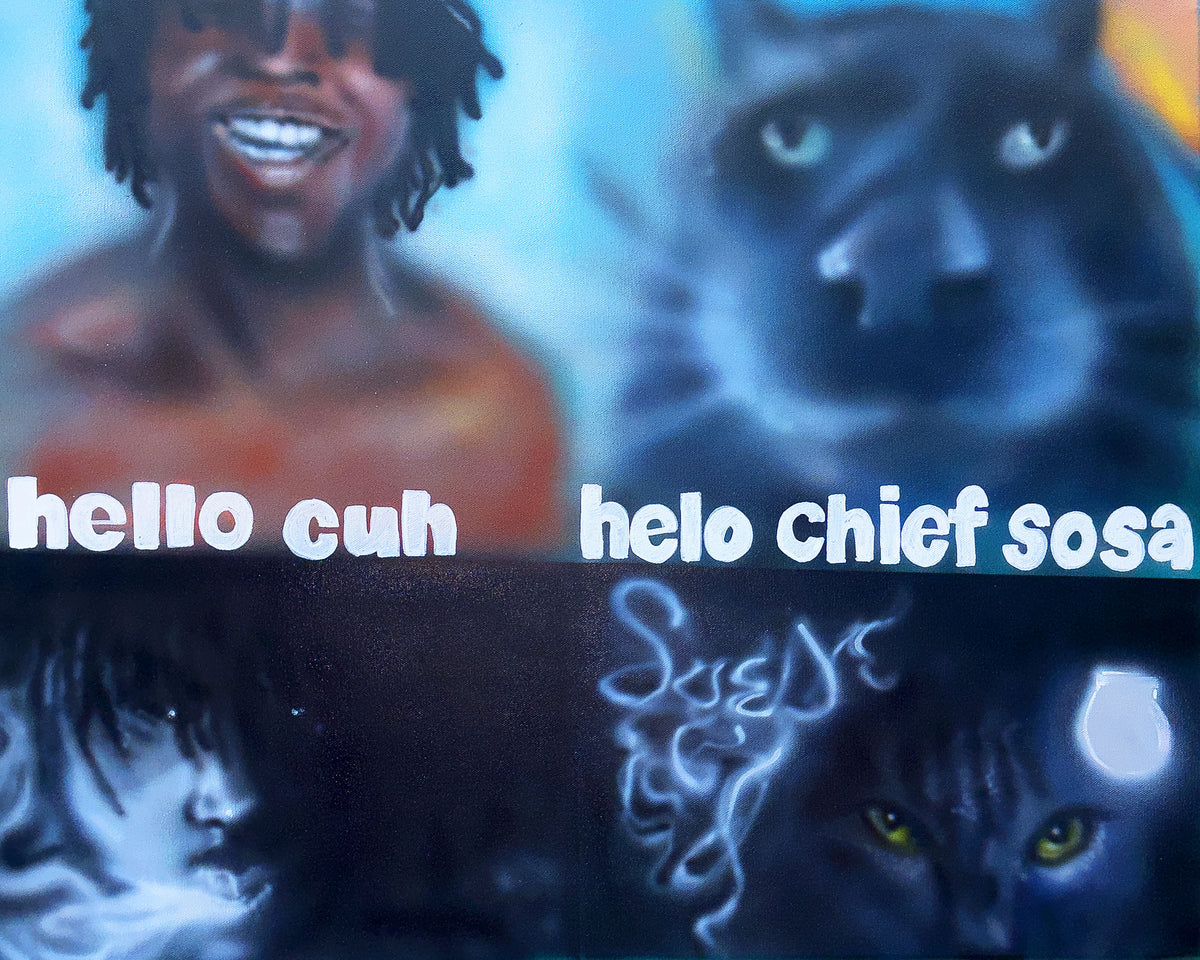 Chief Sosa 30x24 Airbrush on Canvas Original